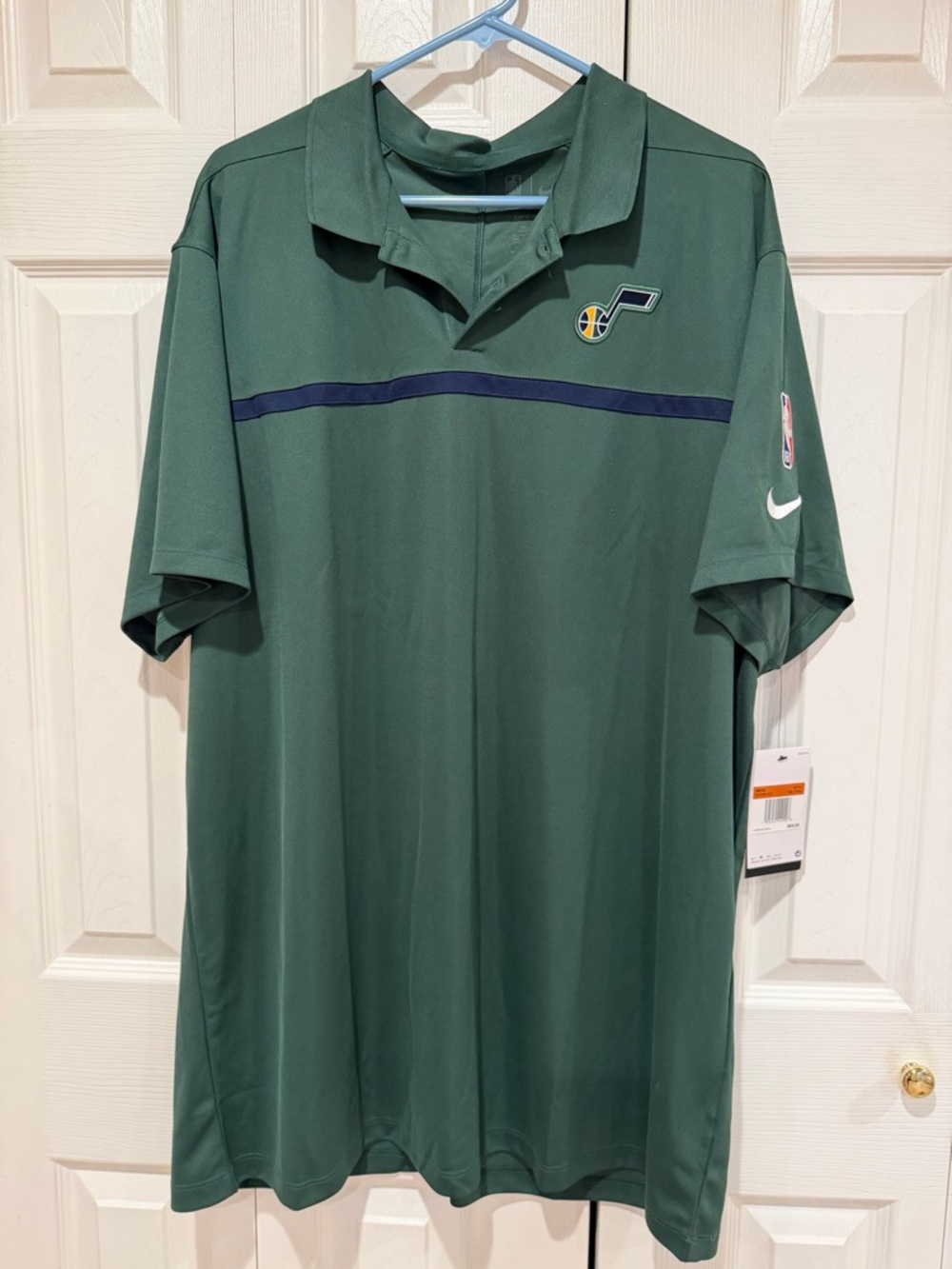 NBA Utah Jazz Dark Green Polo with Navy Stripe